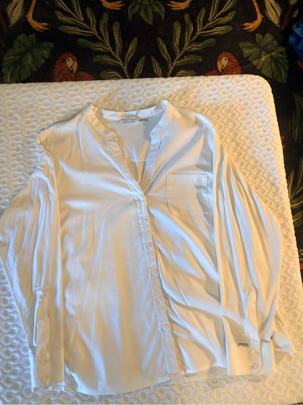Calvin Klein Cream V-Neck Button Front Blouse